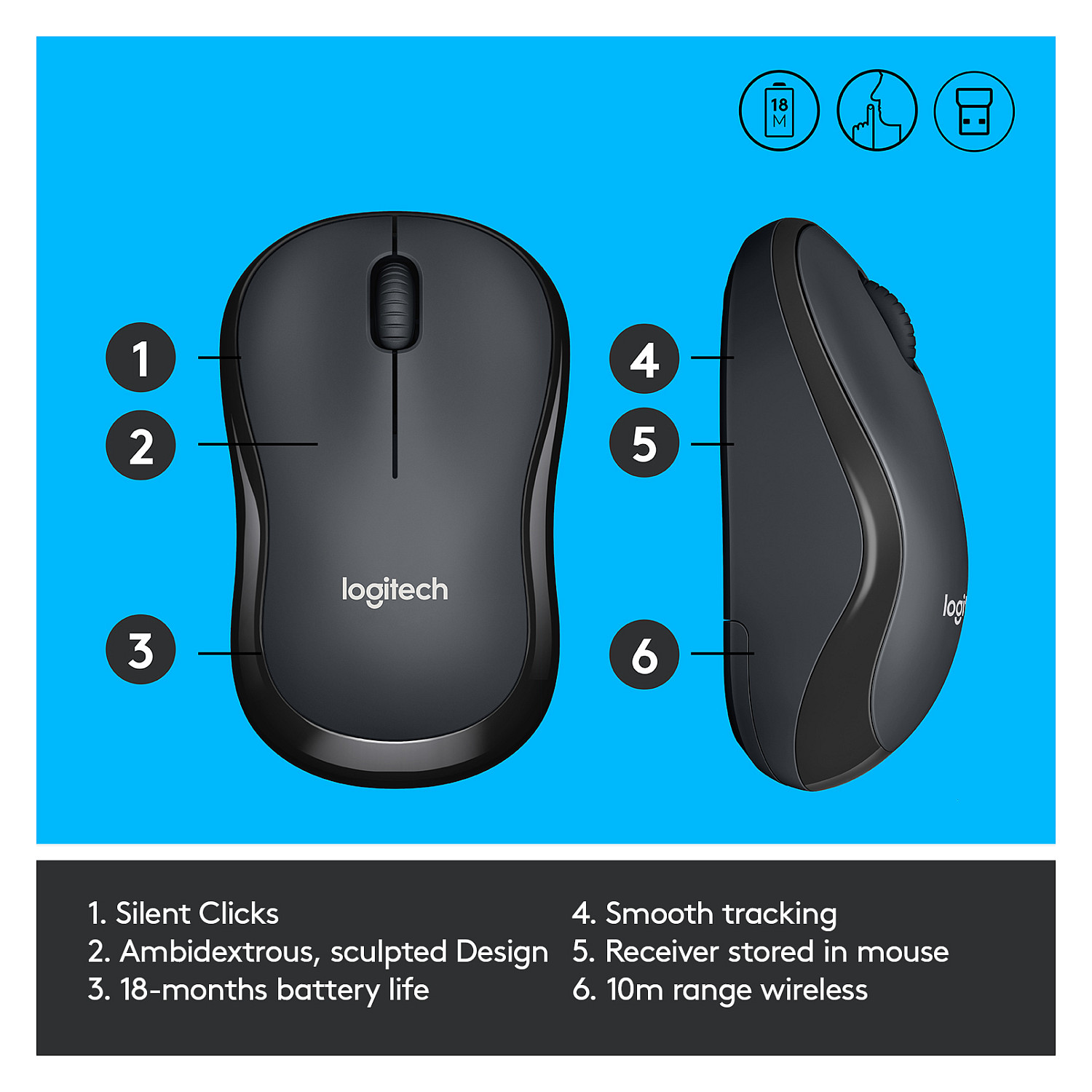 Maus pa Kabllo Logitech M220 Silent – Zezë - 8