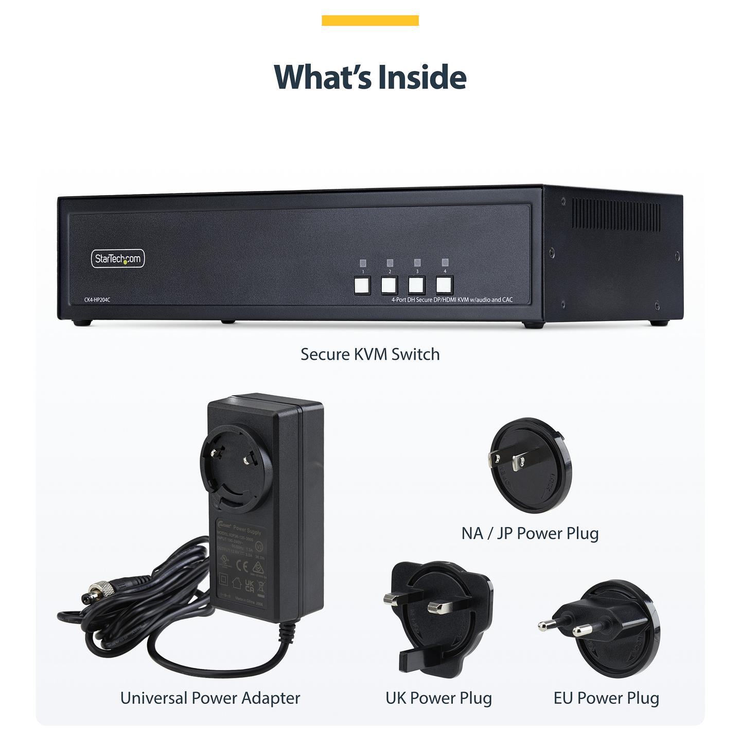 KVM Switch StarTech.com CK4-HP204C, 4-Port, Dual Monitor, HDMI/DisplayPort, 4K 60Hz, NIAP 4.0, CAC - Zezë - 9