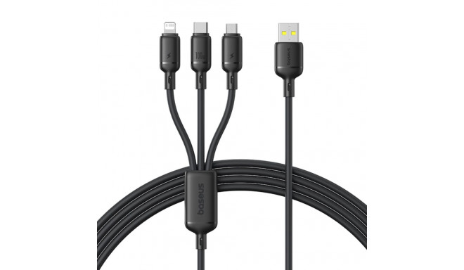 Kabllo USB Baseus Rapid Series / USB-A në Micro-USB, USB-C & Lightning / 3-në-1 / 100W / 20W / 1.5m – Zezë