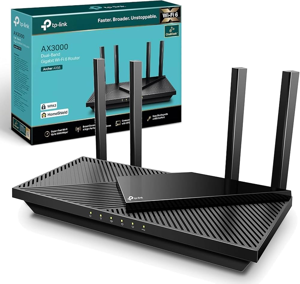 TP-Link Archer AX55 AX3000 Wi-Fi 6 Router – Dual-Band 2.4GHz + 5GHz, 574Mbps + 2402Mbps, 1× Gigabit WAN + 4× Gigabit LAN, USB 3.0 – Zezë - 2