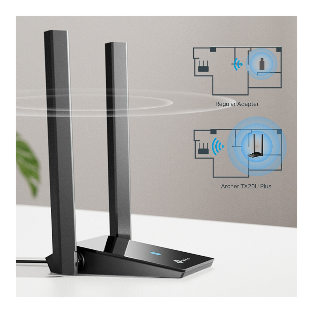 TP-Link Archer TX20U Plus AX1800 Wi-Fi 6 USB Adapter / Dual-Band / 2× High-Gain Antennas / USB 3.0 - 5