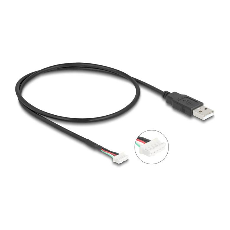 Kabllo USB DeLOCK 12109 / USB-A në Terminal Bllok 5-Pin / 0.6m / USB 2.0 - Zezë - 1