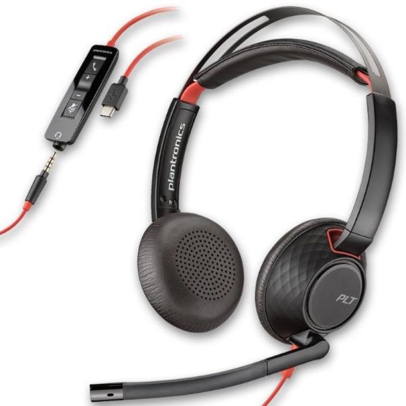 Kufje me kabllo Poly Blackwire 5220 / USB-C Headset + USB-C/A Adapter - Zezë - 2