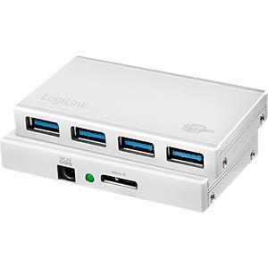 Hub USB-A LogiLink UA0421, 4x USB-A, USB 3.0, 5Gbps, furnizim me energji - Bardhë - 3
