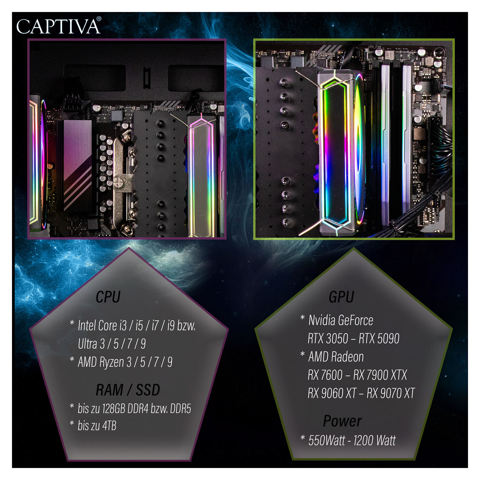 Kompjuter Gaming Captiva R98-664 / Ryzen 7 7800X3D / 32GB DDR5 / 1TB / RTX 5070 Ti 16GB - Zezë - 8