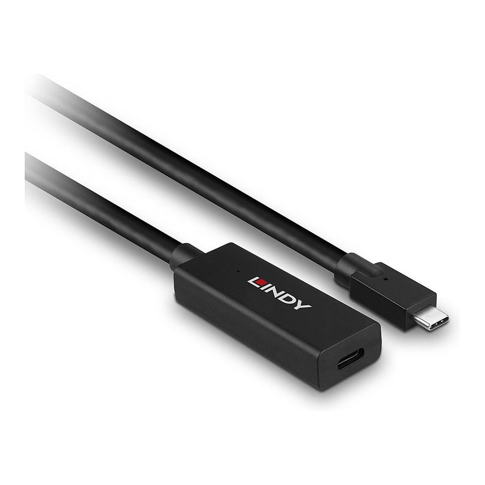Kabllo USB LINDY 43364, USB 3.2 Gen 2, USB-C Mashkull në USB-C Femër, 10Gbps, 5m - Zezë - 3