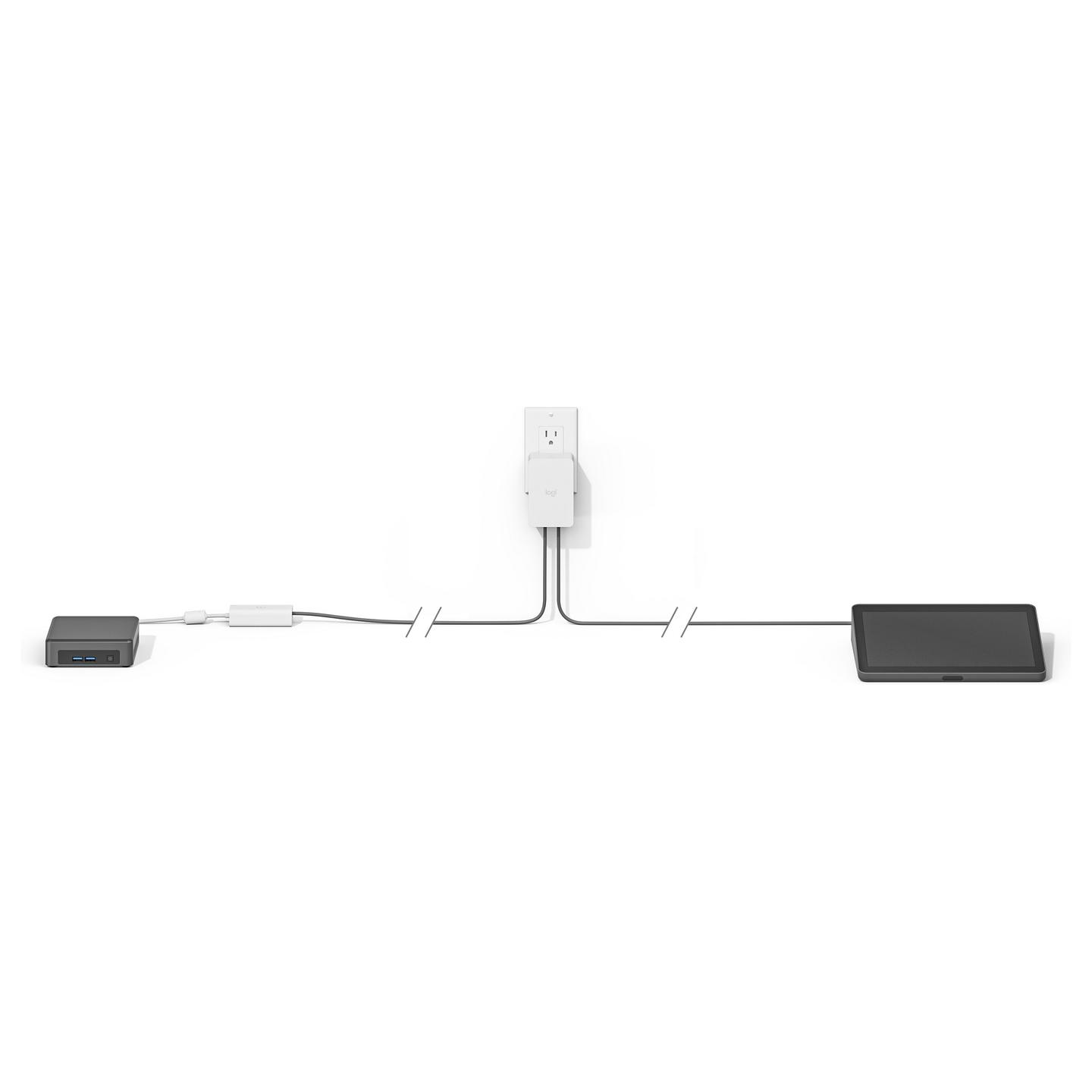 Kit për lidhje Logitech Cat5e për Tap, kabllo rrjeti Cat5e, transmetim të të dhënave dhe energjisë, distancë deri në 40 m - Bardhë - 6