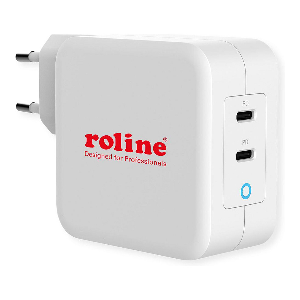 Karikues ROLINE 19.11.1053 / GaN / 100W / 2x USB-C / PD - Bardhë