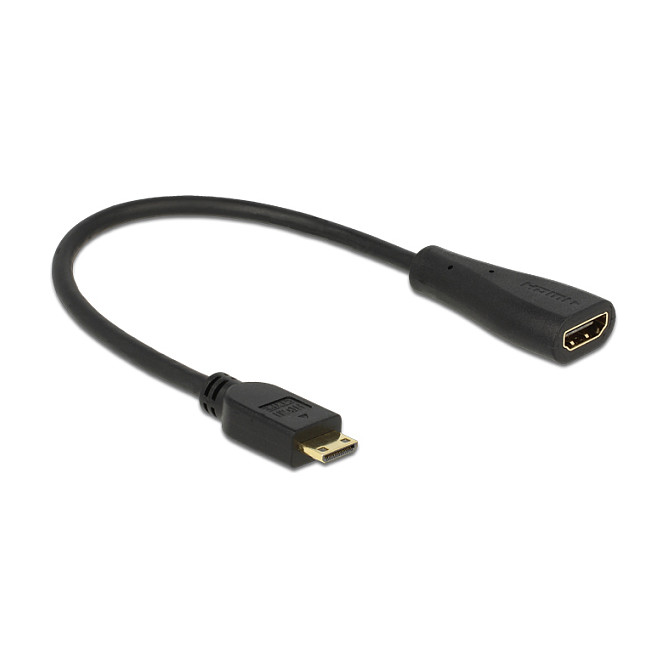 Kabllo Adapter DELOCK / Mini HDMI-C → HDMI-A / High Speed with Ethernet / 23cm - Zezë - 1