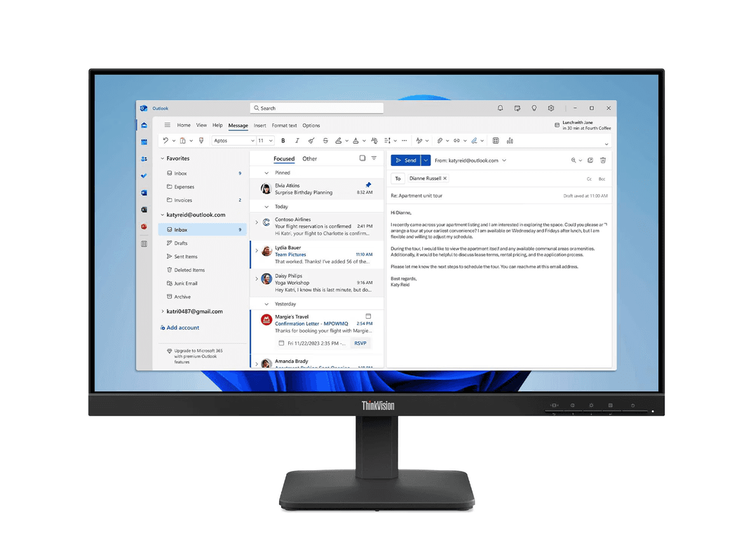 Monitor Lenovo ThinkVision S24-4e, 23.8", Full HD IPS, 1920×1080, 100 Hz, 4 ms, HDMI + VGA - Zezë