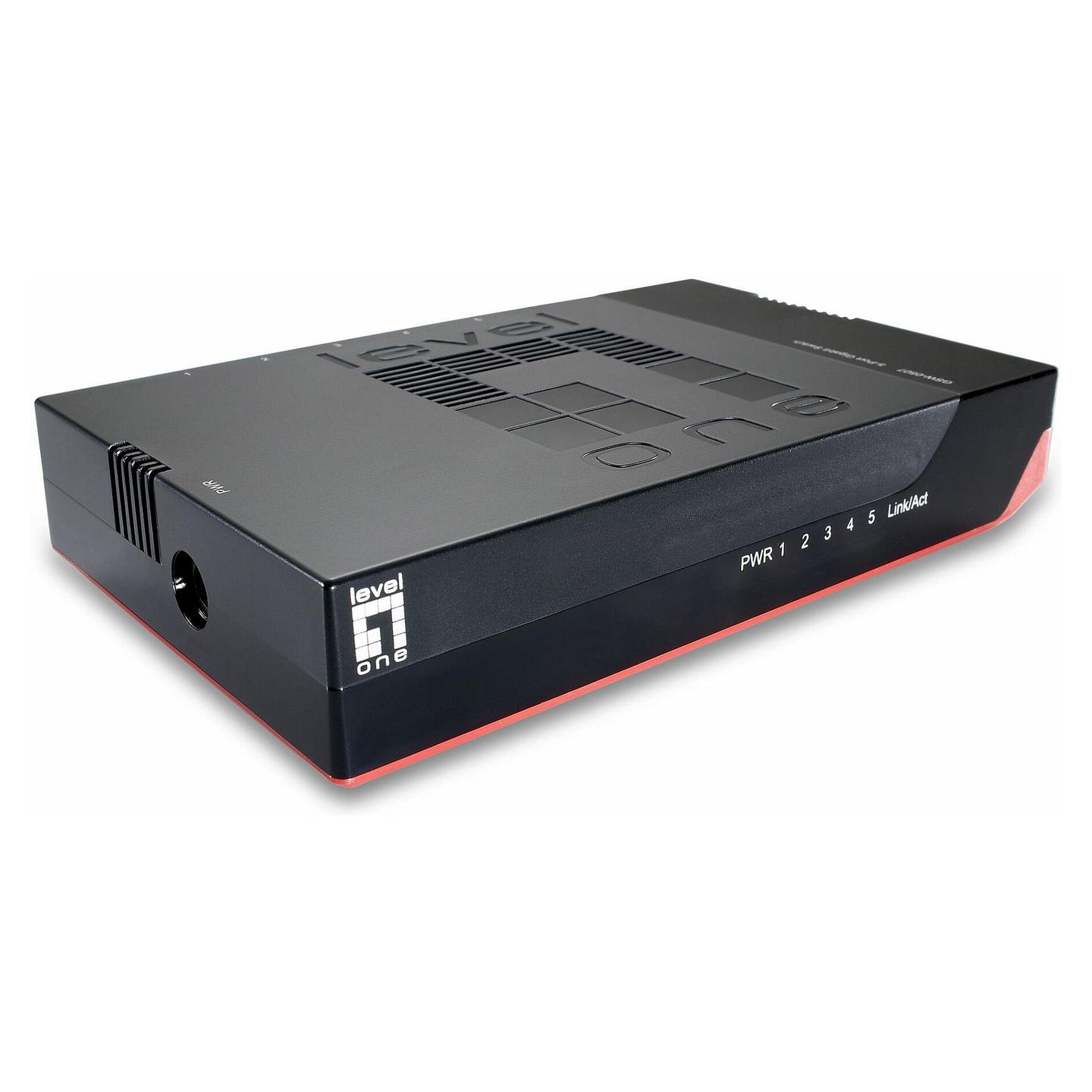 Switch LevelOne GSW-0507, 5× Gigabit Ethernet RJ45, Unmanaged, 10Gbps – Zezë/Kuqe