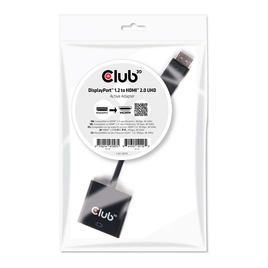 Adapter Club3D / DisplayPort Plug → HDMI 2.0-A Socket / Aktiv / 3D / 4K / 60Hz / St/Bu  - Zezë - 2
