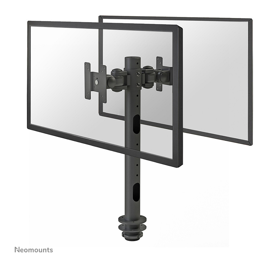 Mbajtëse për Monitor Neomounts / Për 2 Monitorë / Montim në Tavolinë / VESA 75×75–100×100 mm / deri në 10 kg për Monitor / 10–30″ - Zezë