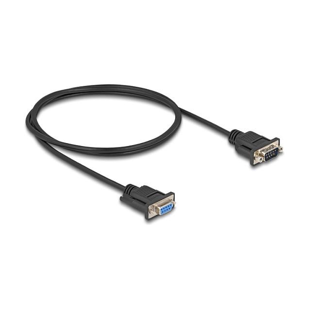 Kabllo Serial DeLOCK 87833 / RS-232 D-Sub9 Male në D-Sub9 Female / 1:1 / 1 m - Zezë