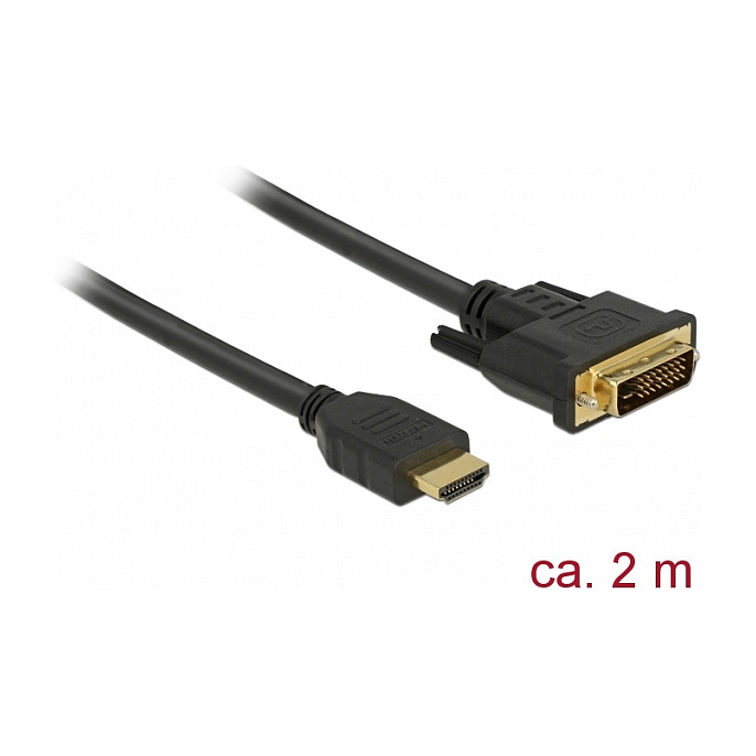 Kabllo HDMI ↔ DVI 24+1 DELOCK / Bidirectional / St–St / 2m - Zezë - 1