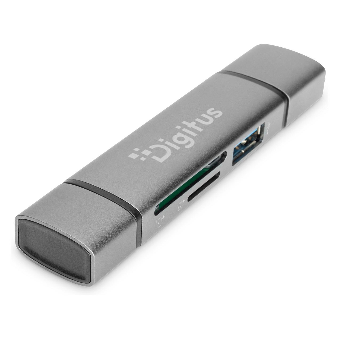 Lexues Kartelash DIGITUS DA-70886 / SD / microSD / USB 3.2 Gen 1 / USB-A / USB-C / OTG / 5 Gbit/s - Alumin