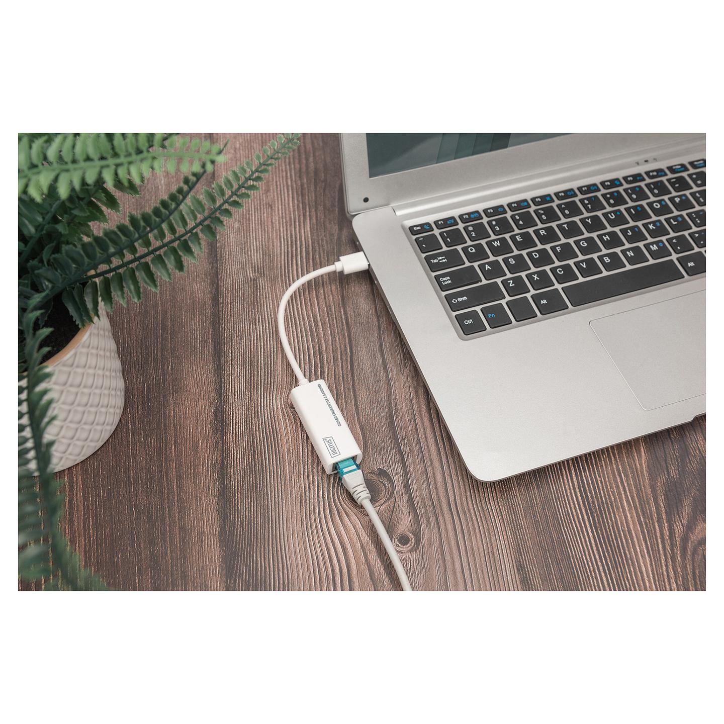 Adapter USB DIGITUS DN-3023 / USB 3.0 në Gigabit Ethernet / RJ45 / 10/100/1000 Mbps - Bardhë - 2