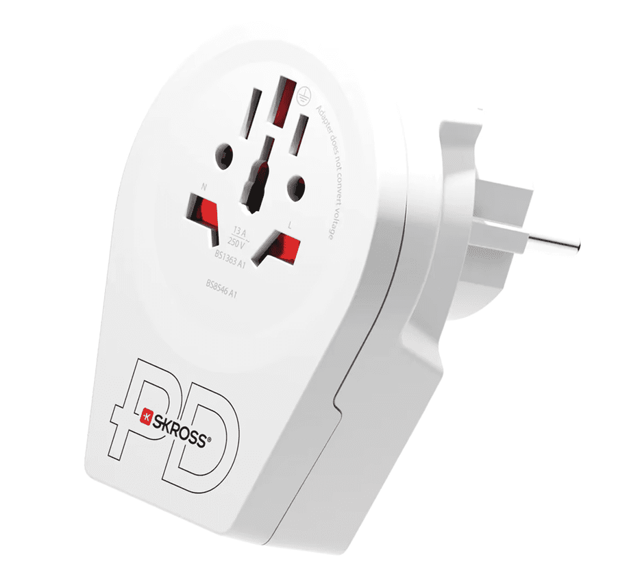 Karikues Udhëtimi SKROSS World to Europe USB AC20PD / 1x USB-C PD 20W / 1x USB-A 18W / 100-250V / 4000W / Universal – Bardhë