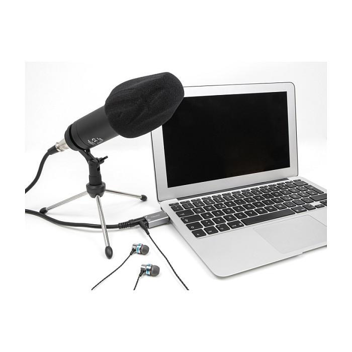 Karta e Zërit USB DeLOCK 66633 / USB 2.0 Type-A / 2× Jack 3.5 mm / Mikrofon + Altoparlant / 16 Bit / 48 kHz - Gri - 3