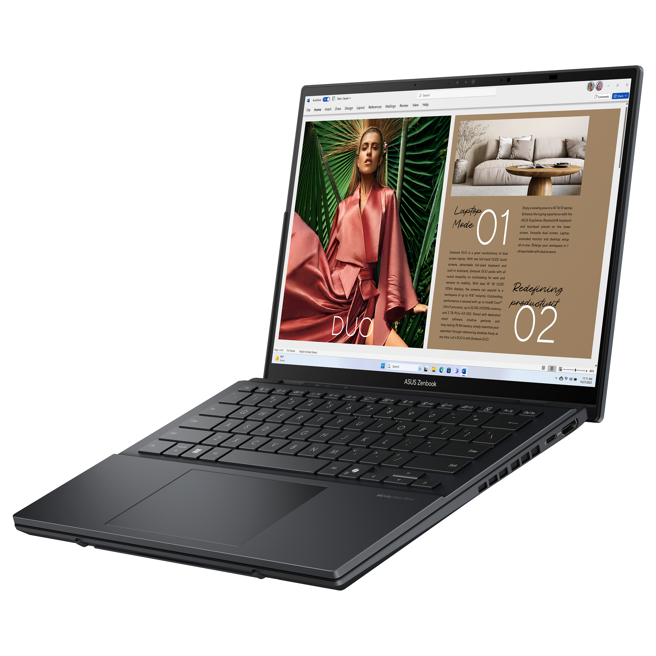 Laptop ASUS Zenbook Duo UX8406CA-QL194W / Ultra 9-285H / 32GB LPDDR5x / 1TB / 14" WUXGA OLED Touch 60Hz / Intel Arc 140T / DE  - Gri - 11