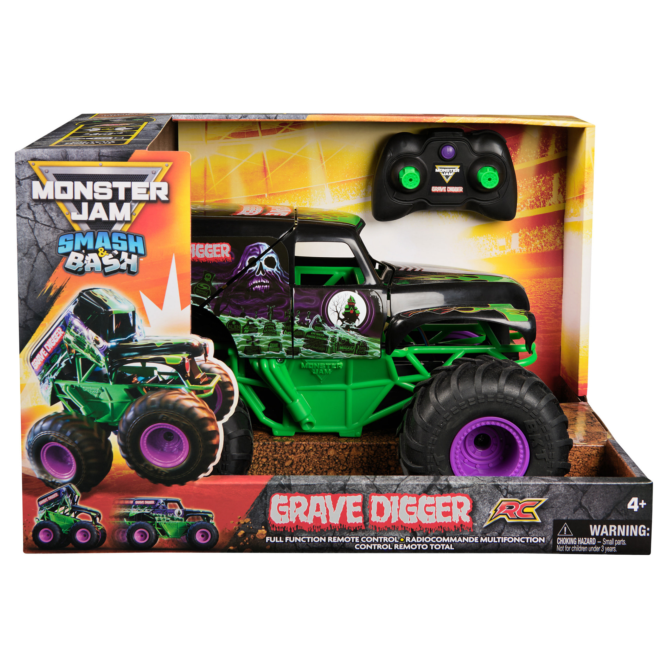 Lodra Spin Master Monster Jam Wreck & Repair Grave Digger – RC / 1:15 Scale / 2.4 GHz / USB-C Rechargeable - Zezë/Gjelbër