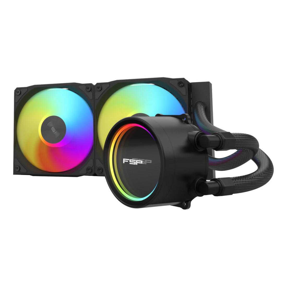 Ftohës për Procesor FSP WAK AE24-B / 240mm / AIO / 2x120mm / ARGB / 2300RPM / LGA1851, LGA1700, LGA1200, AM5, AM4 - Zezë