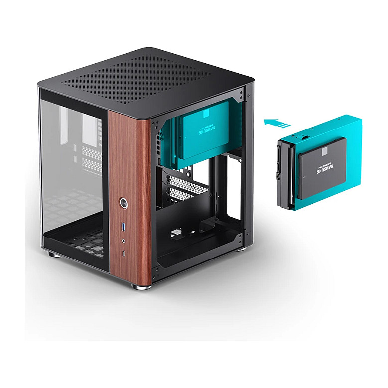 Kasë PC JONSBO TK-0 / Mini Tower / Mini-ITX / Tempered Glass / Wood - Zezë - 27