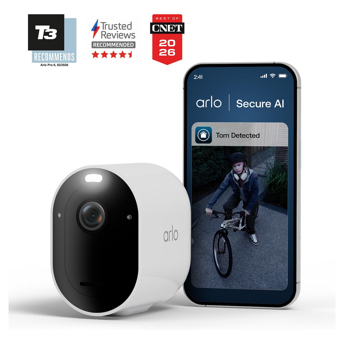 Kamerë Sigurie IP CCTV Arlo Pro 6, VMC4070P-100EUS, 4MP, 2K+ HDR, 160°, Dual-Band Wi-Fi, Color Night Vision, 2-Way Audio - Bardhë - 14