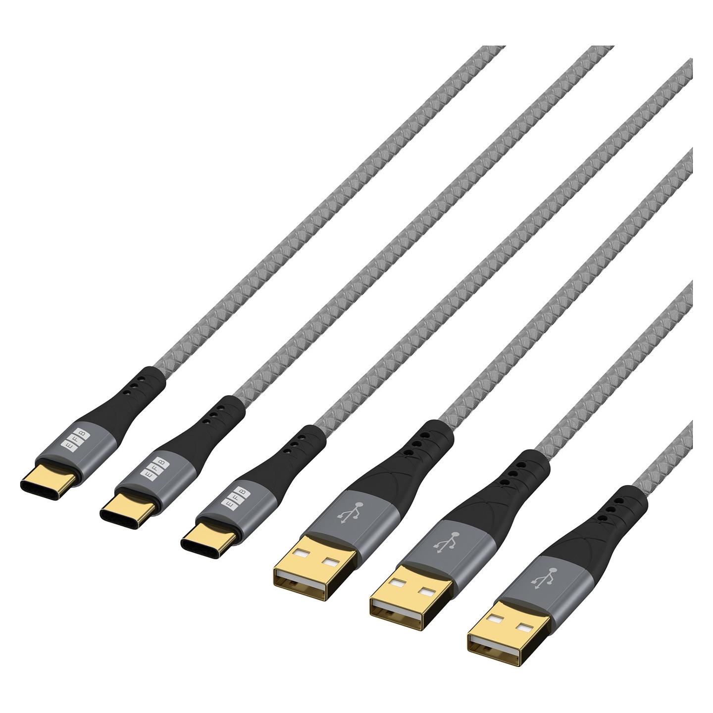 Kabllo USB EFB Elektronik USB-AC-00008 / USB-A në USB-C / 3 x 2m / 60W / 3A / USB 2.0 - Hiri - 4