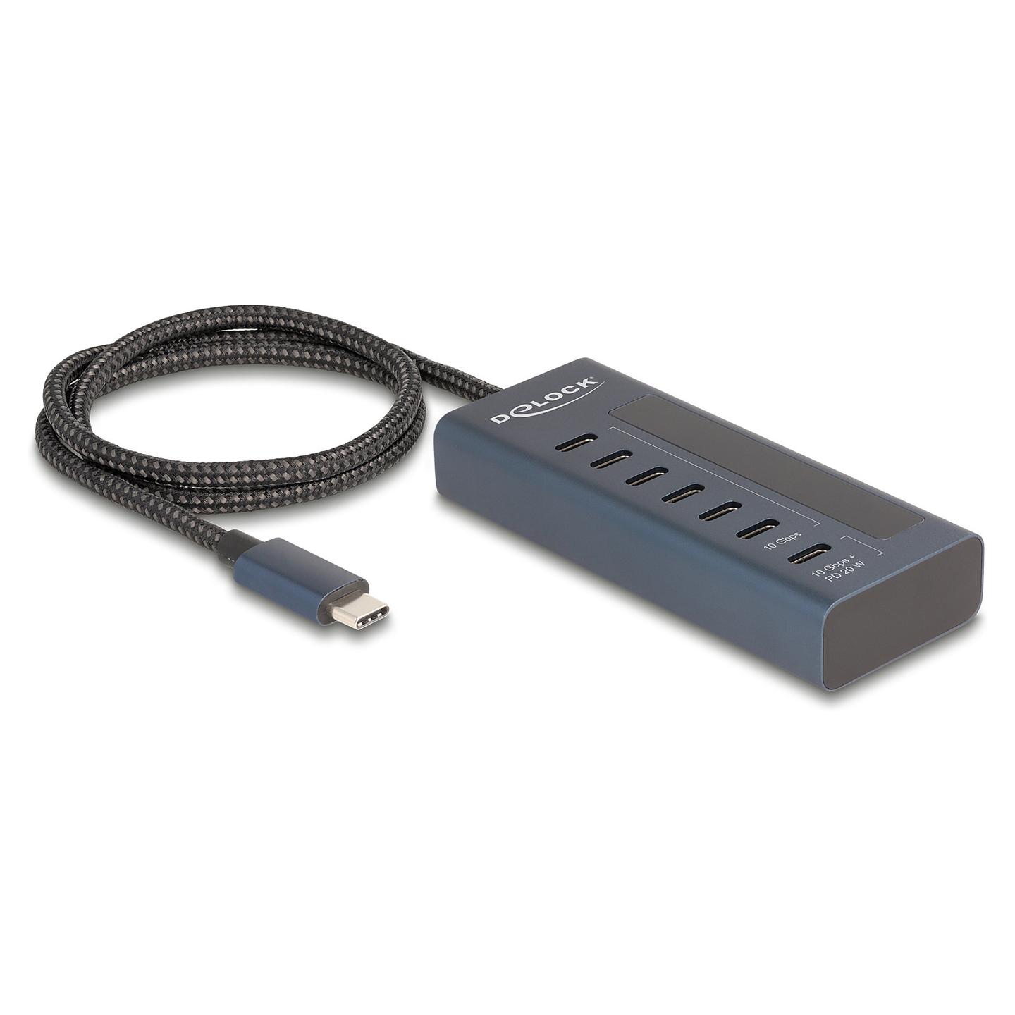 Hub USB DeLOCK 64288 / USB 10 Gbit/s / 7x USB-C / Power Delivery 20W / 0.6 m - Blu e errët