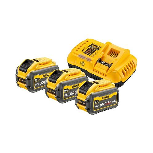 Set Bateri dhe Karikues DeWALT DCB118X3-QW XR FLEXVOLT, 18V/54V, 3×9Ah, Li-Ion - Verdhë/Zezë