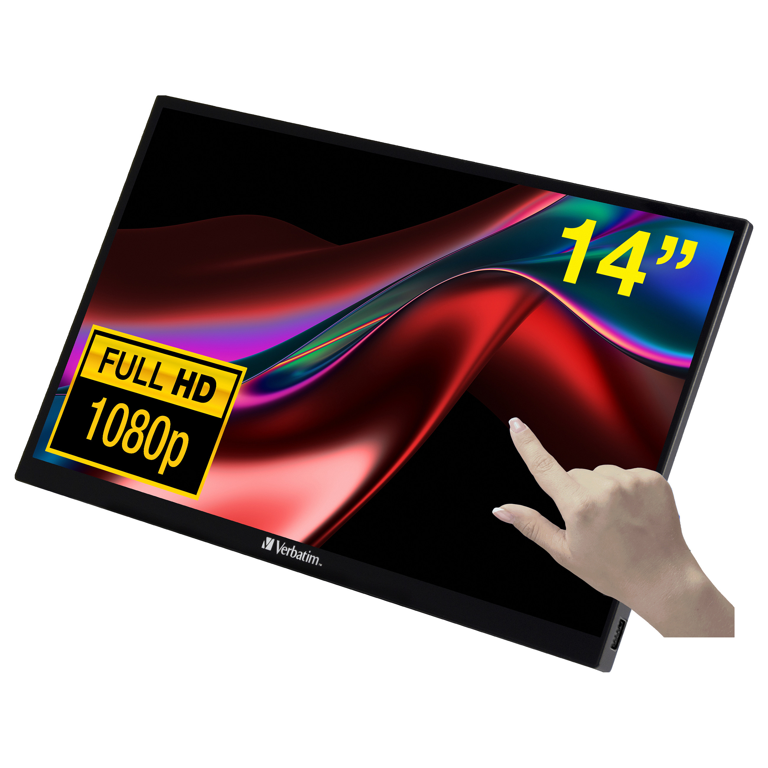 Monitor Verbatim PMT-14 / 14″ / FHD TFT/IPS LCD Touchscreen / 6ms / HDMI + USB-C - Zezë - 1