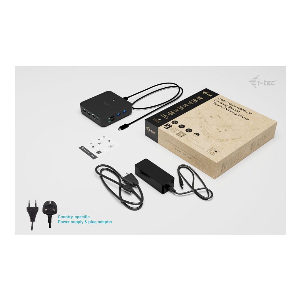 Docking Station i-tec C31TRIVIDPRO100W, USB-C, 2x HDMI, 1x DisplayPort++, 6x USB, Power Delivery 100W, Karikues USB-C 100W - Zezë - 12