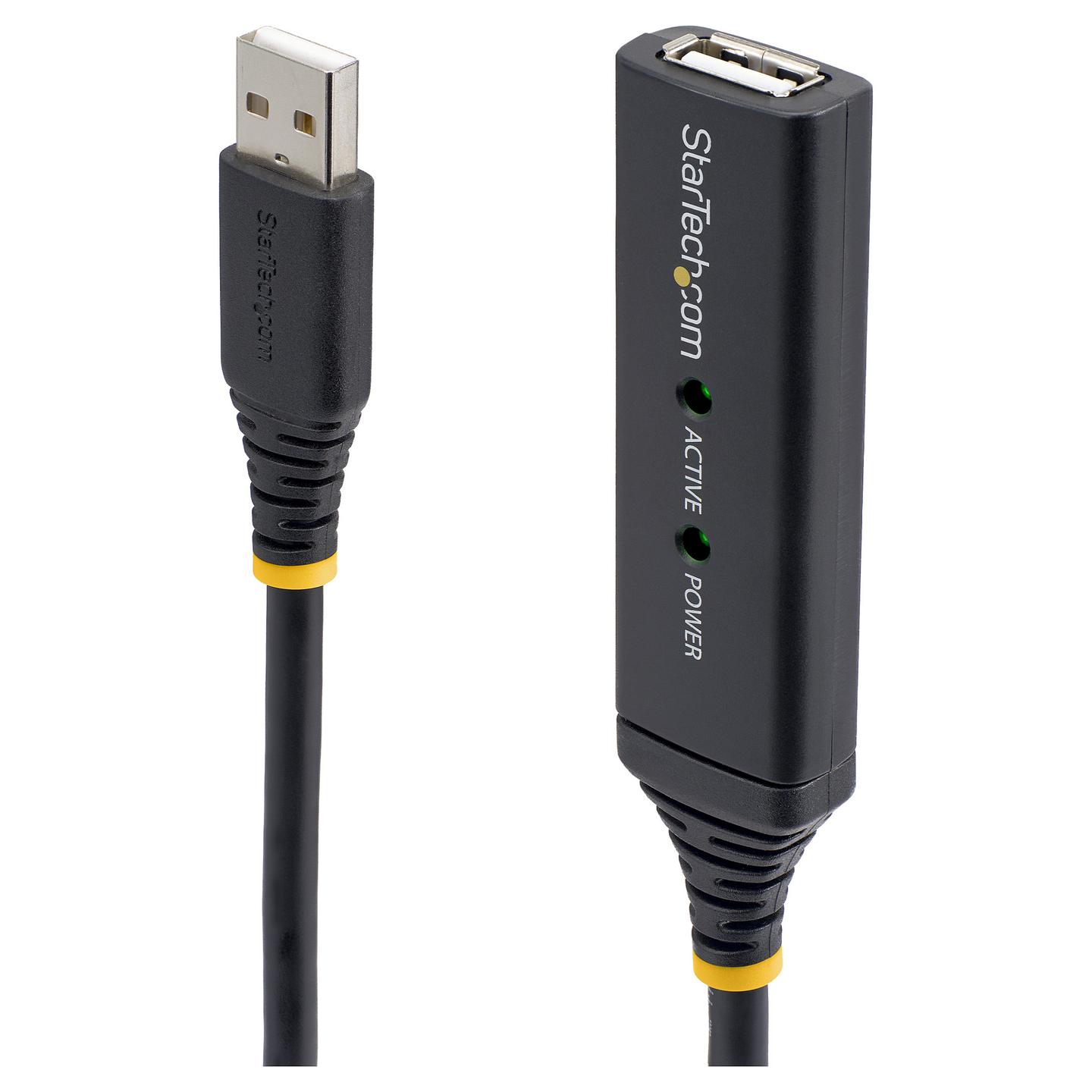 Kabllo USB StarTech.com USB2AAEXT5M, USB-A Mashkull në USB-A Femër, USB 2.0, 480Mbps, 5m, Zgjatuese Aktive - Zezë - 5