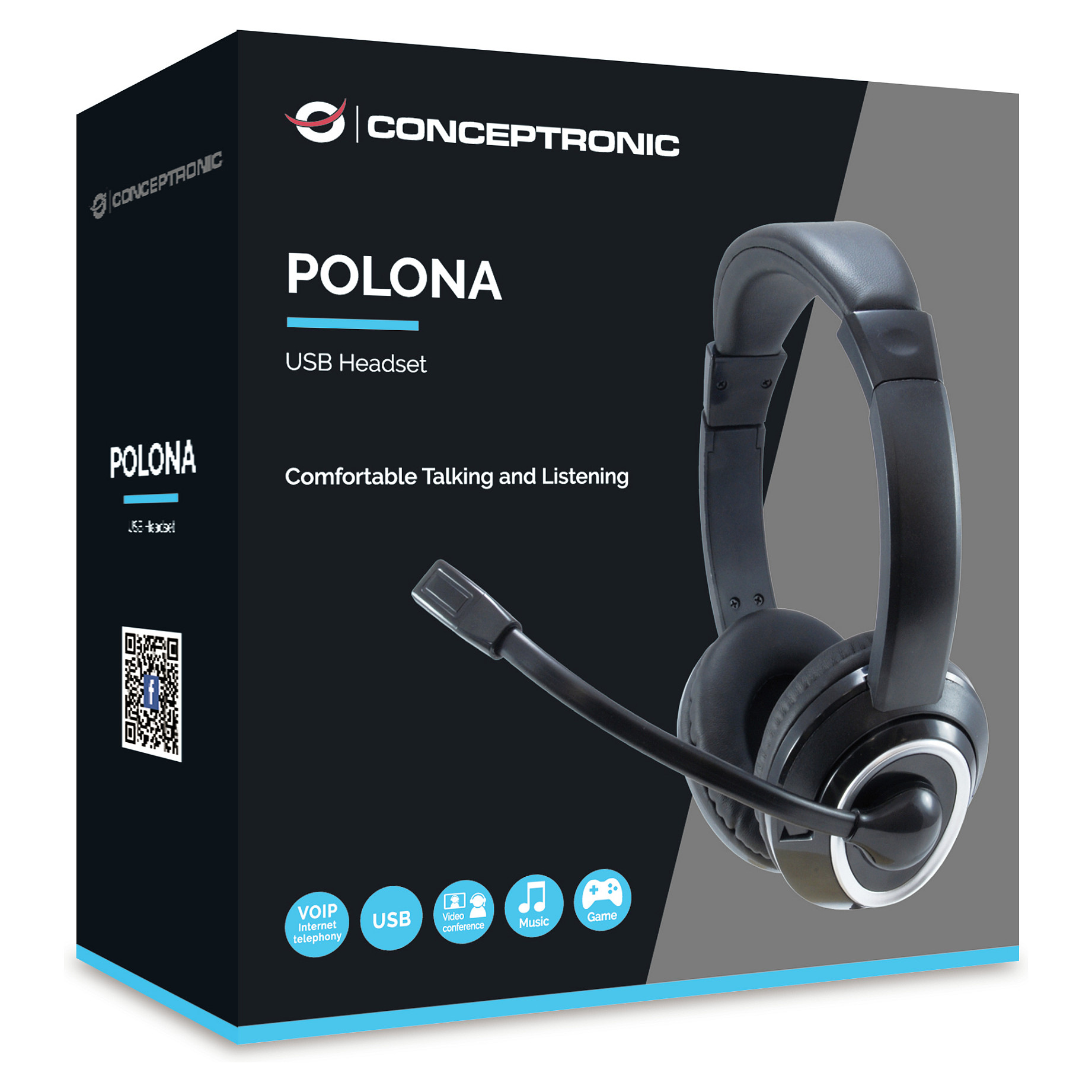 Kufje pa Kabllo Conceptronic USB Stereo Headset / with Integrated Microphone / 2.0 m – Zezë - 4