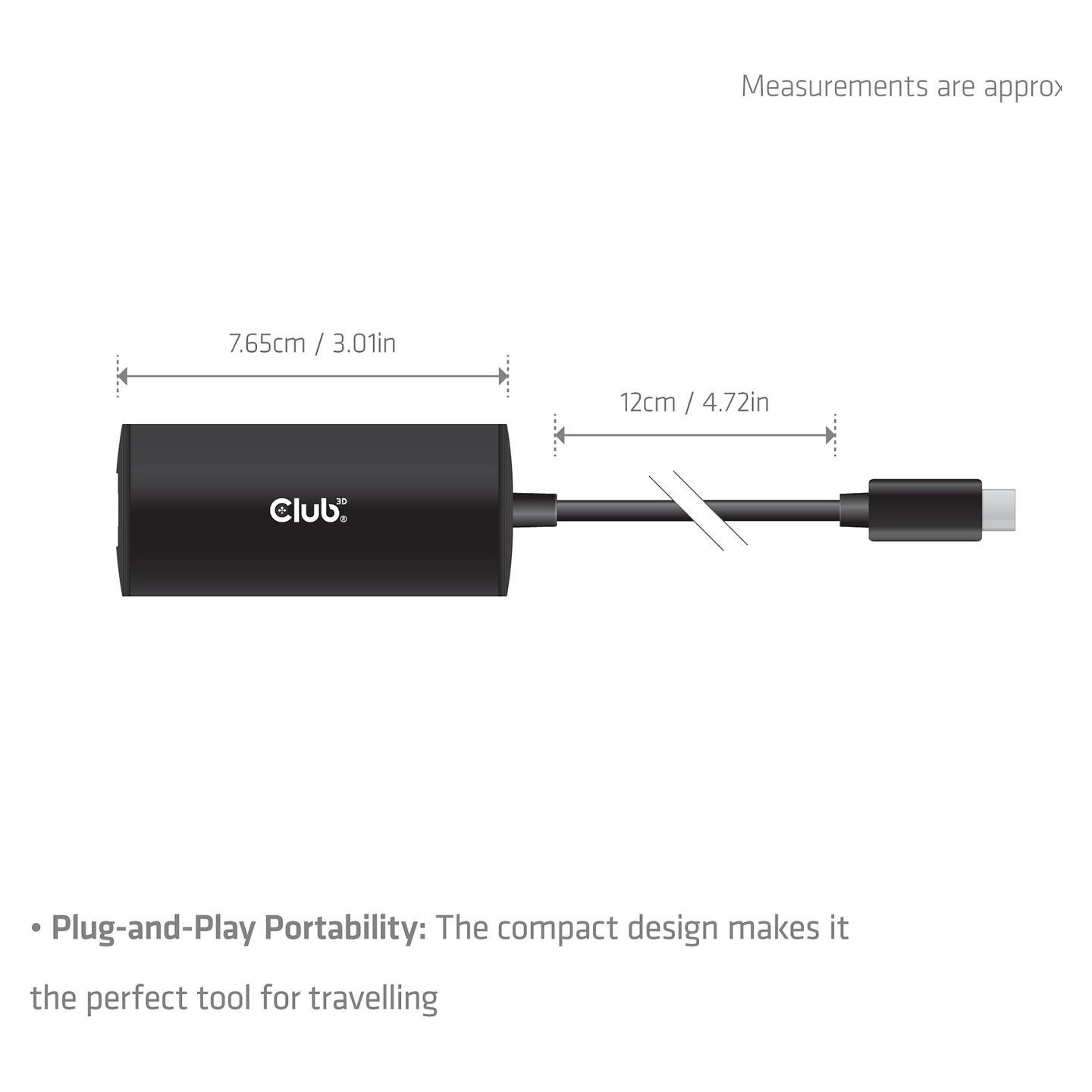 Adapter për Rrjet CLUB3D CAC-2531, USB-C 20Gbps në RJ45, Ethernet 10Gbps, 2.5G/5G/10G – Zezë - 5