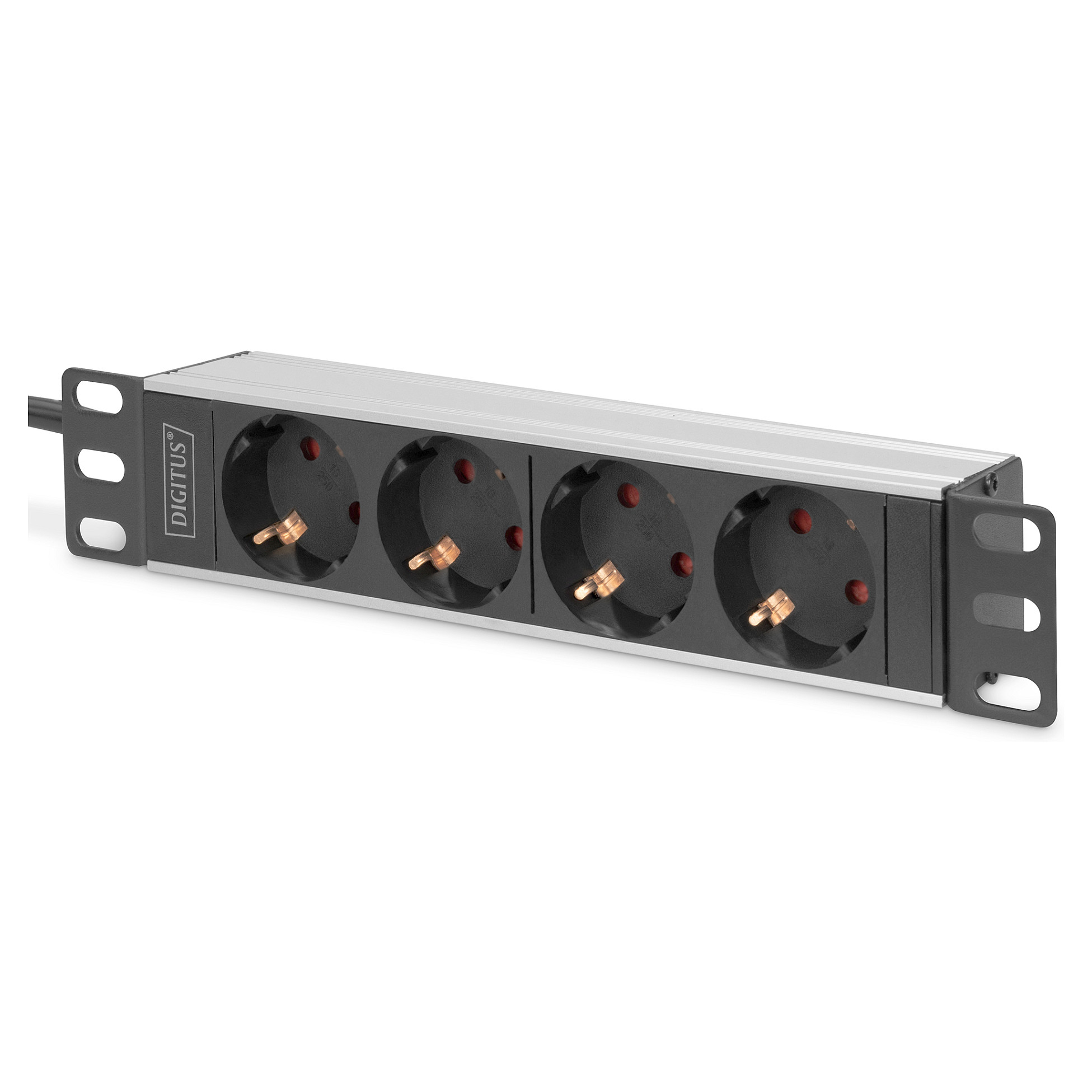 DIGITUS DN-95418 – Zgjatues Rryme Rack 10", 4 Priza, 16A, 4000W, 1U, Profil Alumini – E Zezë