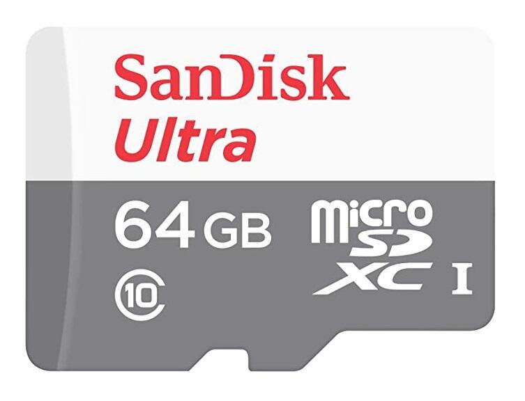 Kartë Memorie SD SanDisk Ultra / 64GB / microSDXC / UHS-I / Class 10 / 100MB/s – Gri/Bardhë