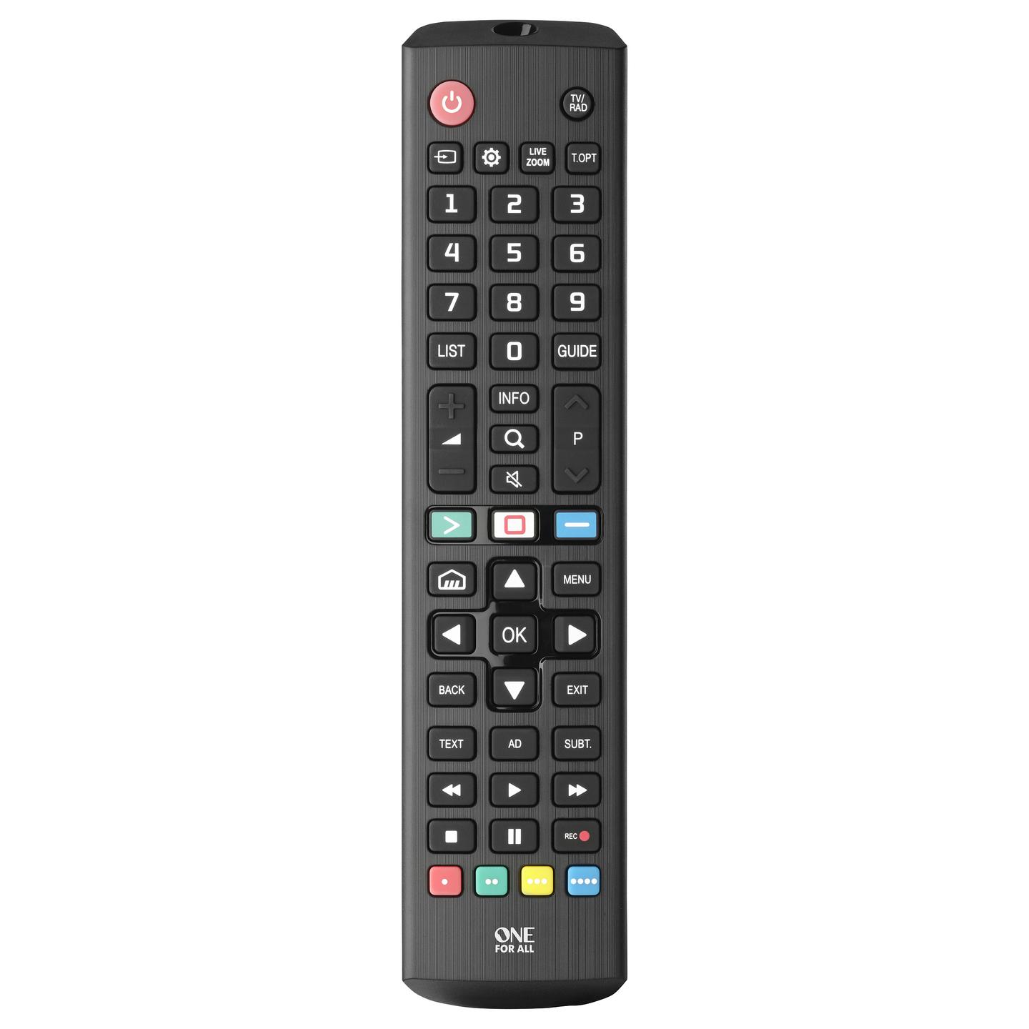 Telekomandë One For All URC4911, për TV LG, IR, Funksion Mësimi - Zezë
