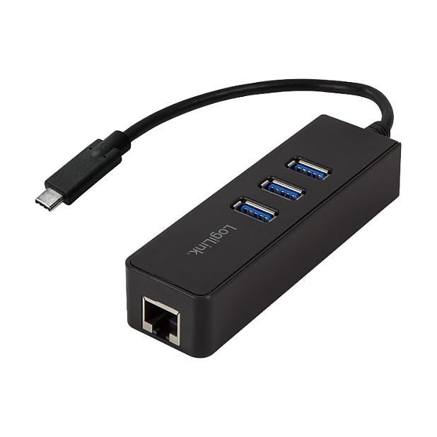 Splitter USB LogiLink UA0283 / USB-C / 3x USB-A / Gigabit Ethernet / RJ-45 / 5 Gbit/s - Zezë