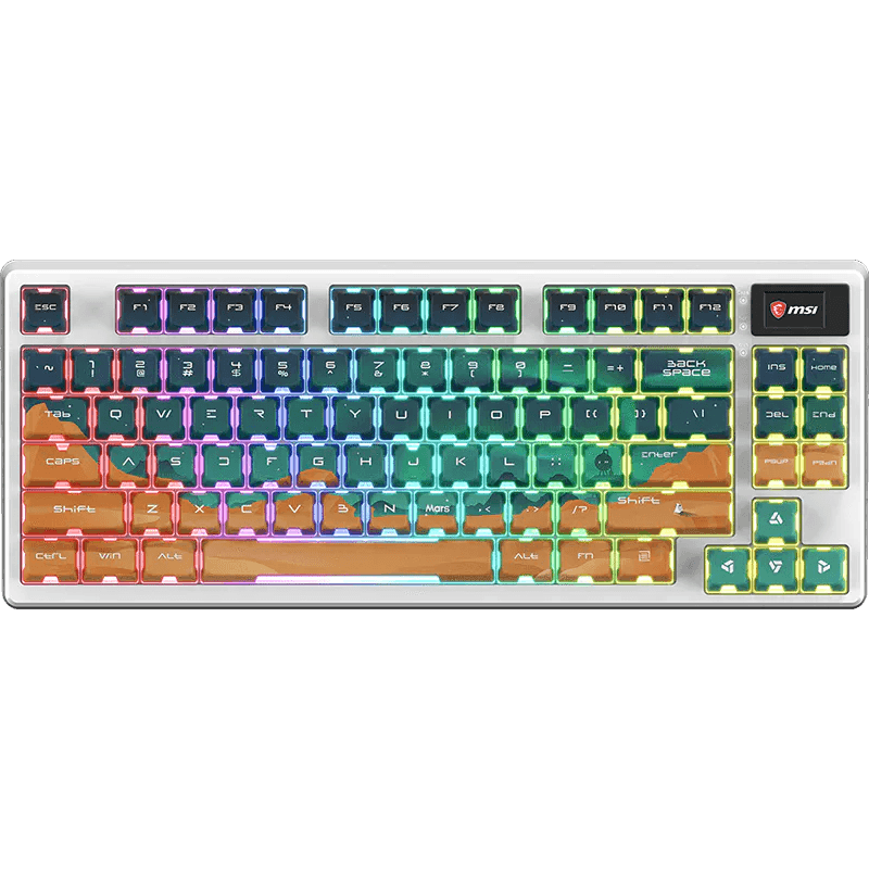 Tastierë Gaming MSI FORGE GK600 TKL W MARS, Mekanike, TKL, RGB, Hot-Swappable, US Layout – Bardhë/Multicolor
