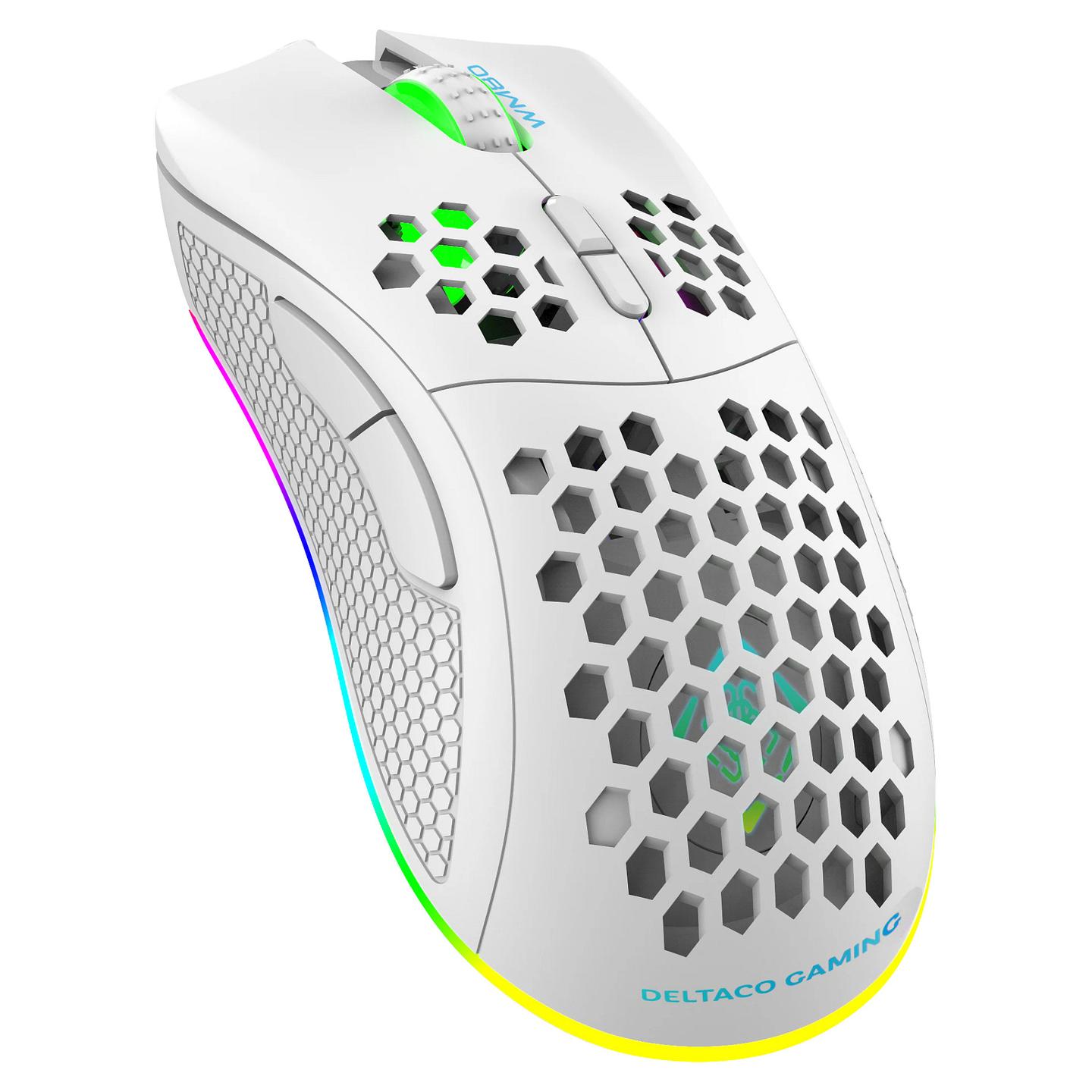 Maus Gaming Deltaco GAM-120-W / Wireless / SPCP6651 / 6400 DPI / 1000Hz / RGB - Bardhë - 5
