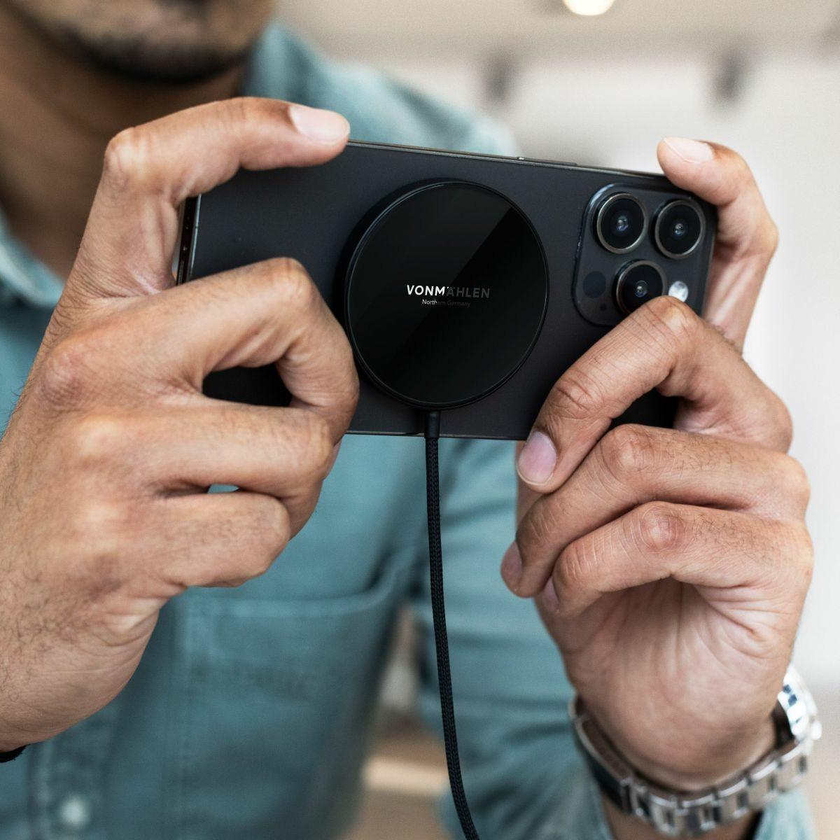 Karikues Wireless Vonmählen Aura Mini, Magnetik, 15W, MagSafe, Qi, USB-C, Kabllo 1.5m - Bardhë - 6