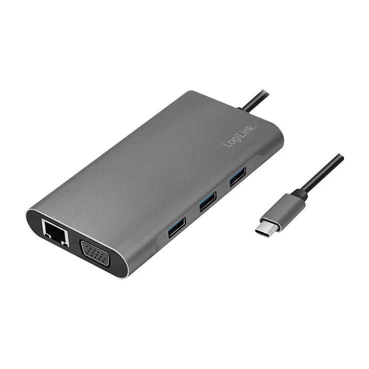Docking Station LogiLink UA0383, USB 3.2 Gen1, USB-C, 10-Port, Power Delivery 100W - Argjend
