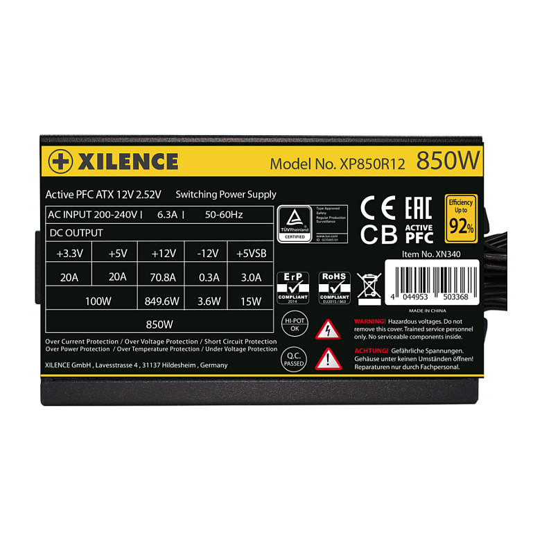 Furnizues Energjie Xilence XP850R12 / 850W / 80 PLUS Gold / ATX 2.52 / 120mm / Kabllo Fikse - Zezë - 6