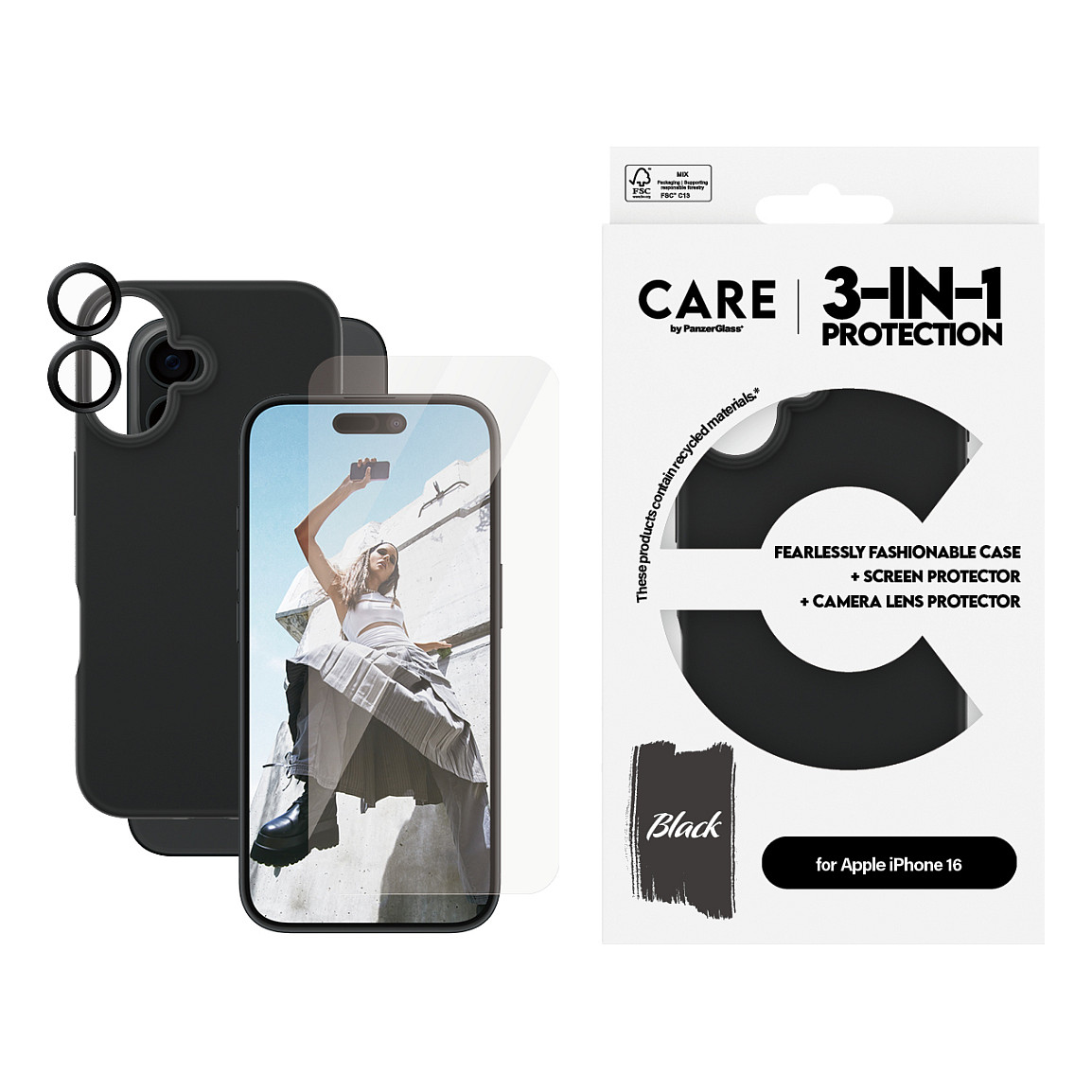 Aksesorë për telefon PanzerGlass CARE 3-in-1 / iPhone 16 / Screen Protector / Camera Lens Protector / Case - Transparente - 2