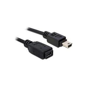 Kabllo USB DeLOCK 82667, USB 2.0 Mini-B mashkull në Mini-B femër, 1 m - Zezë