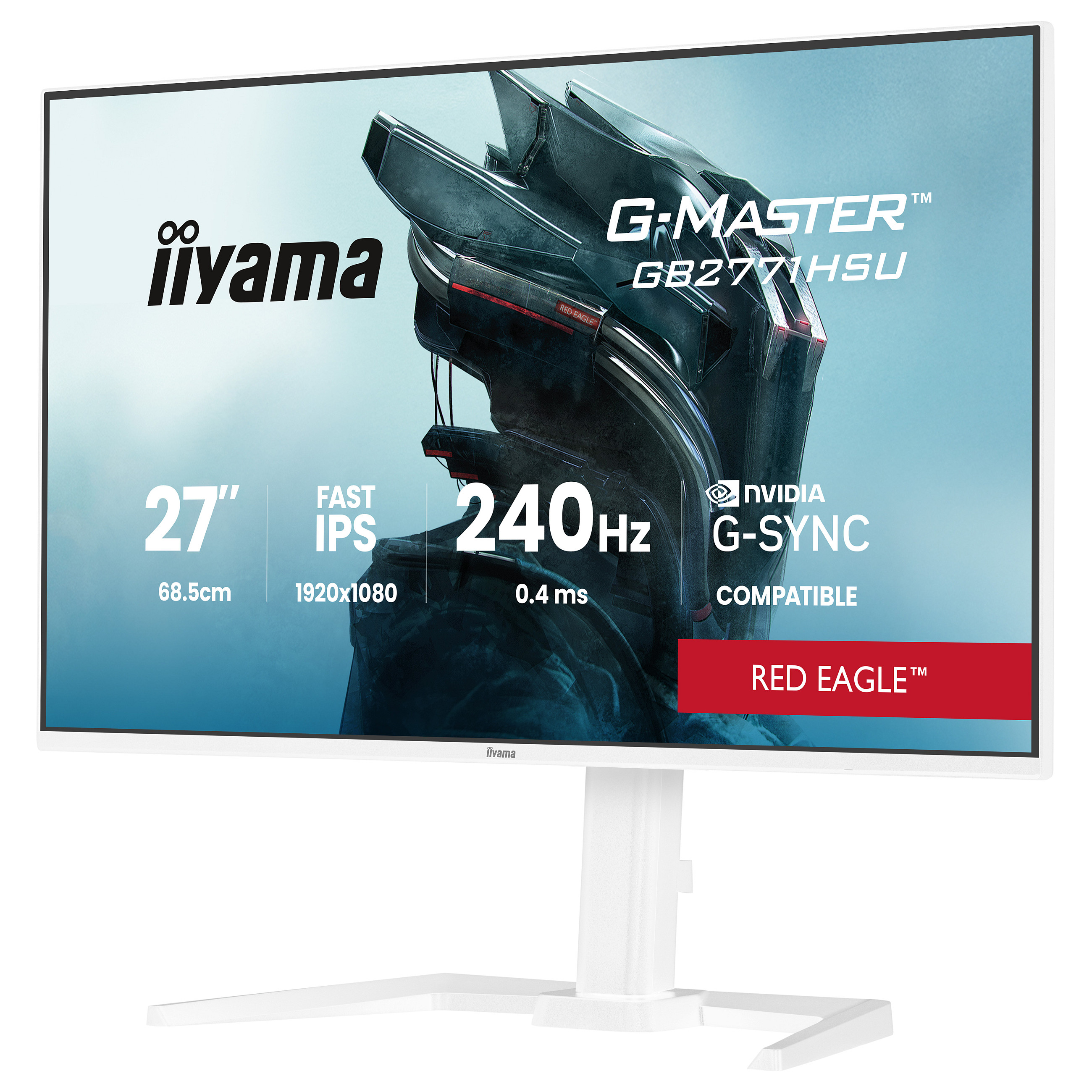 Monitor Gaming iiyama G-MASTER Red Eagle™ GB2771HSU-W1 / 27" / Full HD Fast IPS / 240Hz / 0.4ms / USB+HDMI+DP - Bardhë - 13