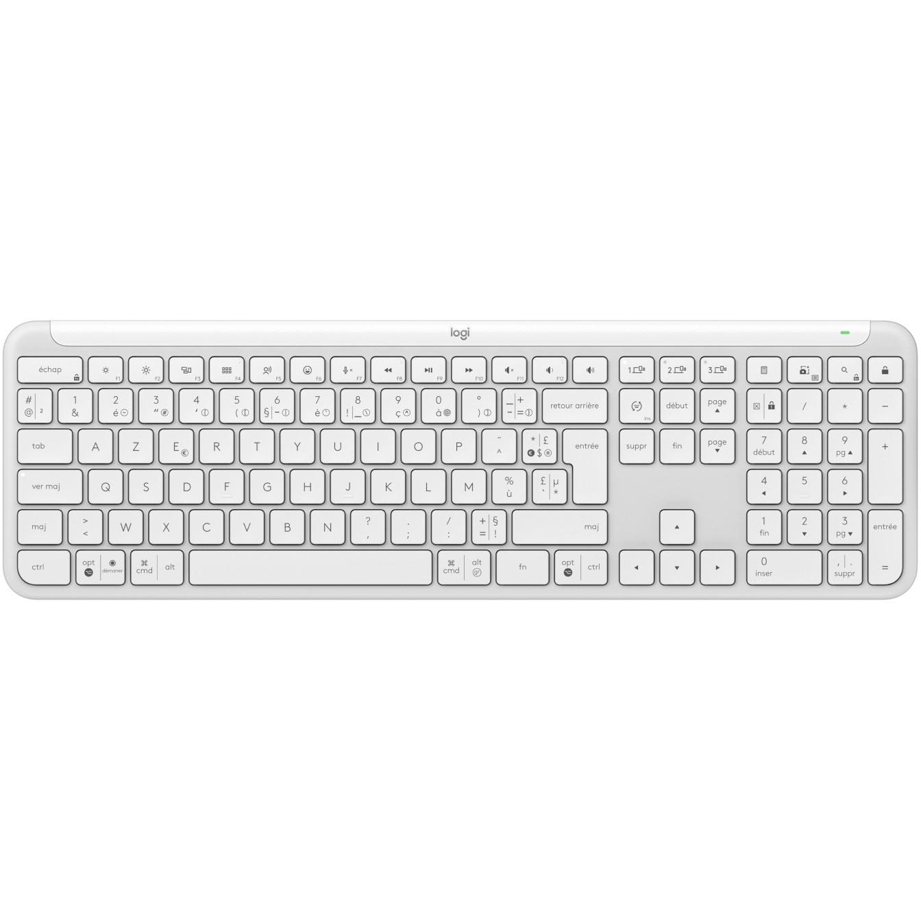 Tastierë pa kabllo Logitech Signature Slim K950 / Full-Size / Bluetooth 5.1 / Logi Bolt / 3 Pajisje / 36 Muaj - Bardhë - 6