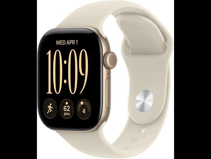 Apple Watch Series 12, 42mm, GPS + Cellular, Light Gold Aluminium, Sand Sport Band - S/M